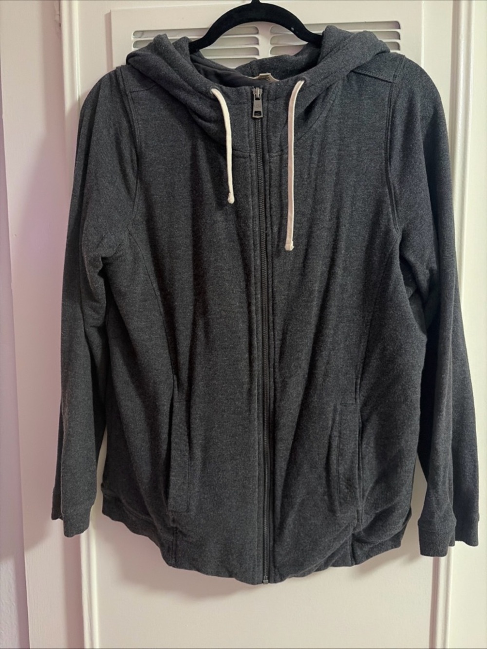 UGG XL Gray White Drawstring Zip Up Hooded Sweatshirt Jacket Pockets Cozy Soft